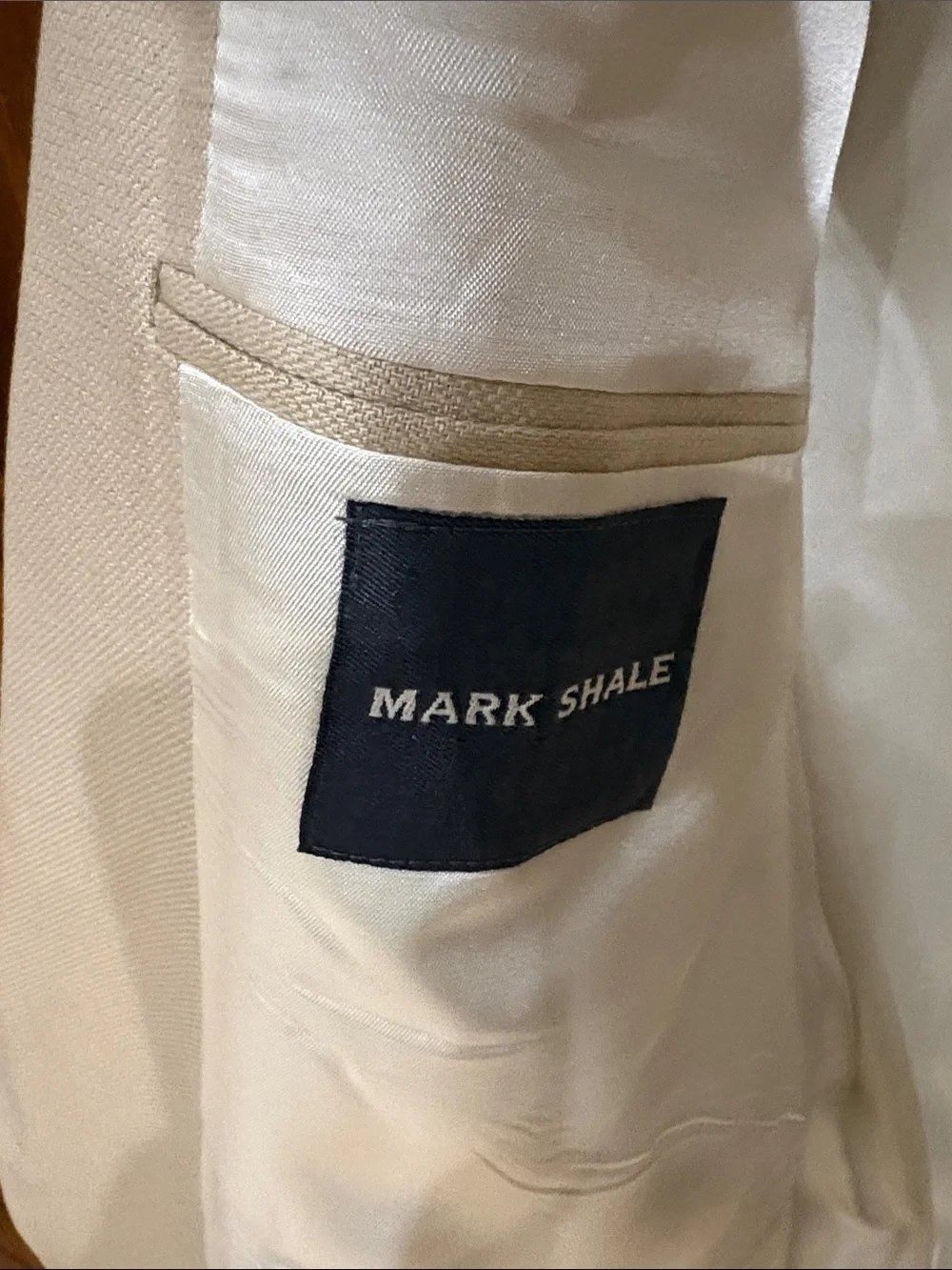 100% SILK Mark Shale Men's Cream Single-Breasted Blazer